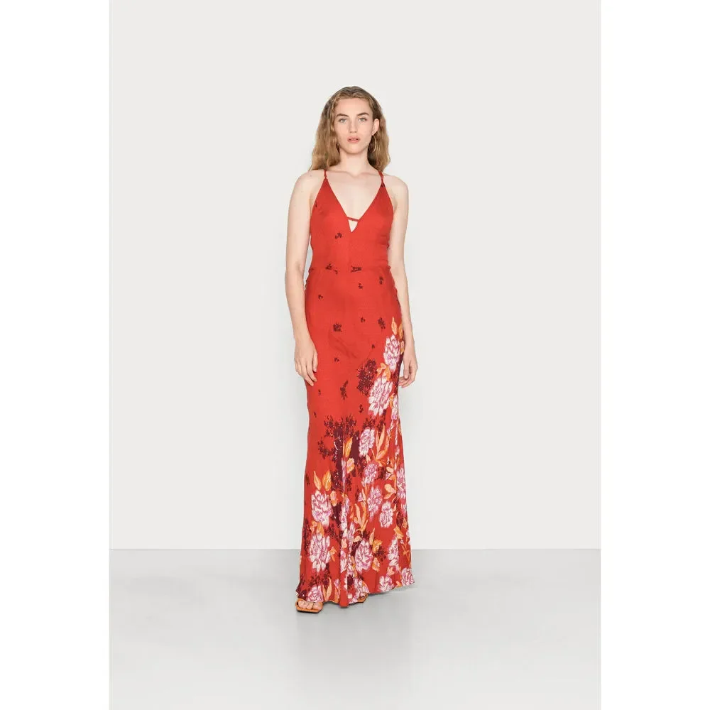 Free People Women's Scarlet Combo Floral Get To You Smocked Maxi Dress Size XL - Picture 1 of 6